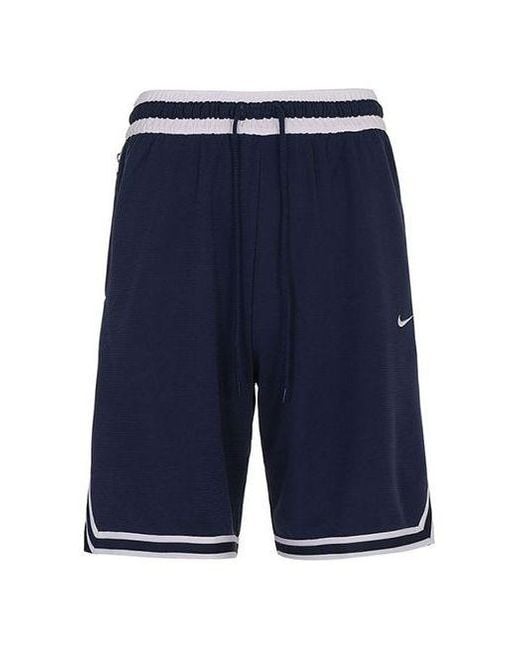 Nike Blue Dri-Fit Dna Logo Printing Stripe Drawstring Lacing Sports Shorts Deep for men