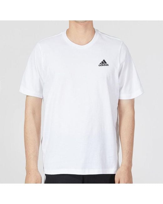 Adidas White Essentials Single Jersey Embroidered Tee for men
