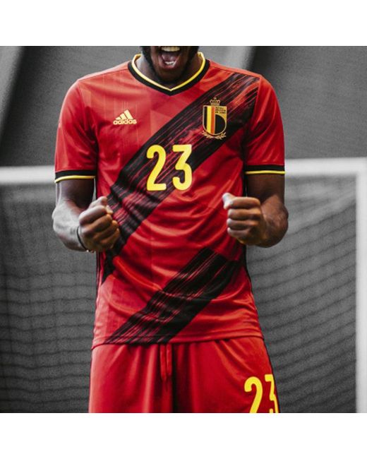 Adidas Red Belgium National Team Home Fan Edition Sports Short Sleeve Jersey for men