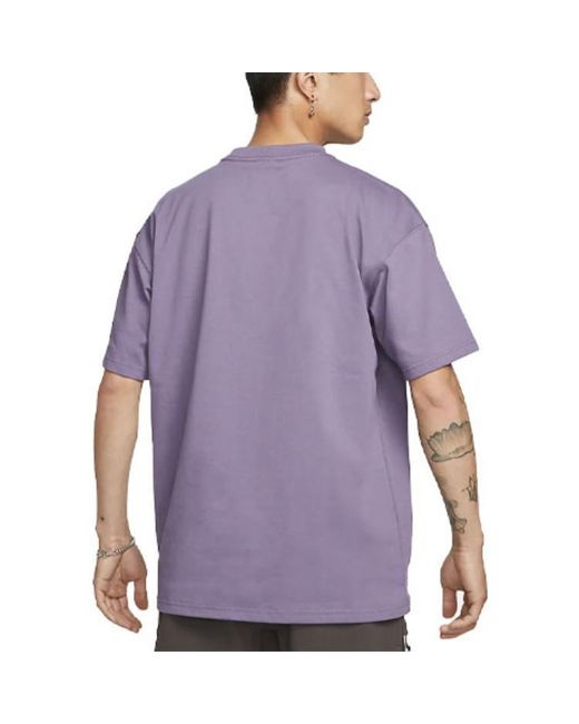 Nike Purple Acg Solid Color Small Logo Round Neck Casual Short Sleeve for men
