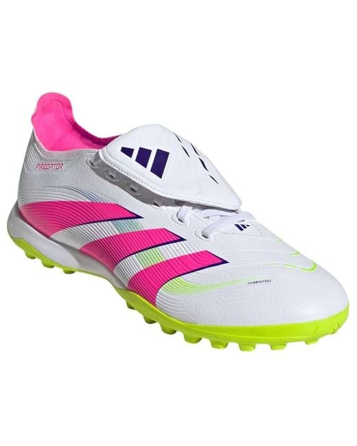 Adidas White Predator League Fold-Over Tongue Turf 'Lucid Lucid Lemon' for men