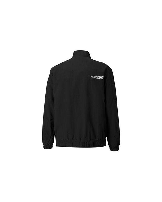 PUMA Black Ferrari Racing Series Logo Sports Stand Collar Jacket for men