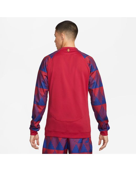 Nike Red Fc Barcelona Academy Pro Full-Zip Knit Soccer Jacket for men