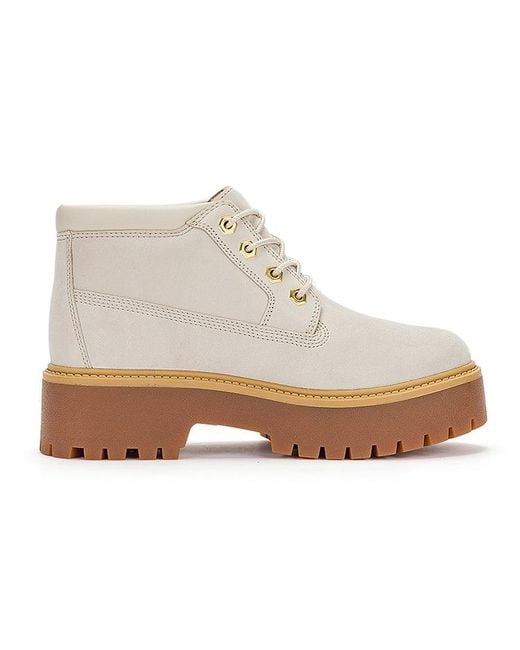 Timberland White (Wmns) Stone Street Mid Lace Up Waterproof Boots ' Nubuck'