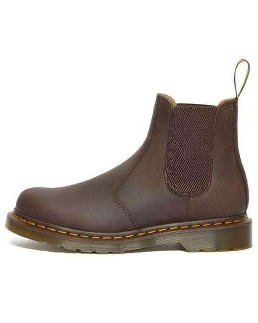 Dr. Martens Brown 2976 Stitch Crazy Horse Leather Chelsea Boots 'Dark'