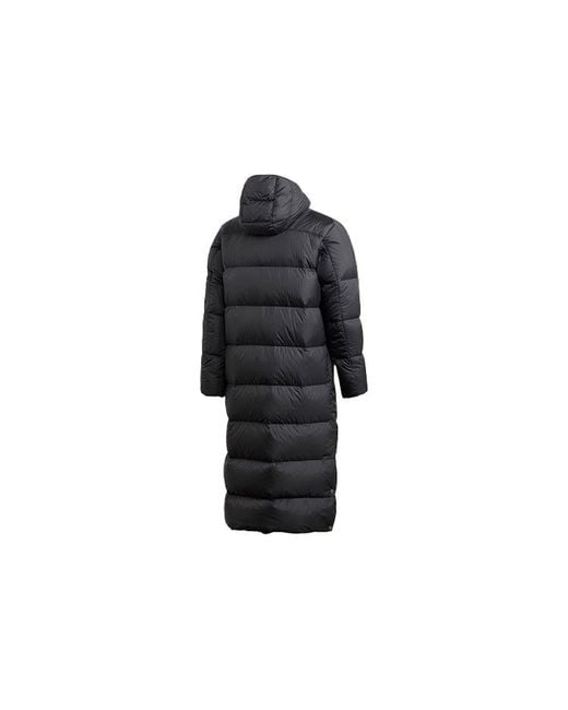 Adidas Black Windproof Stay Warm Hooded Mid-Length Down Jacket for men