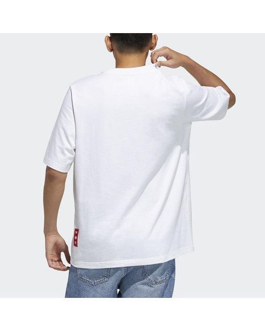 Adidas White Originals Cny Graphic Tee Printed Logo for men