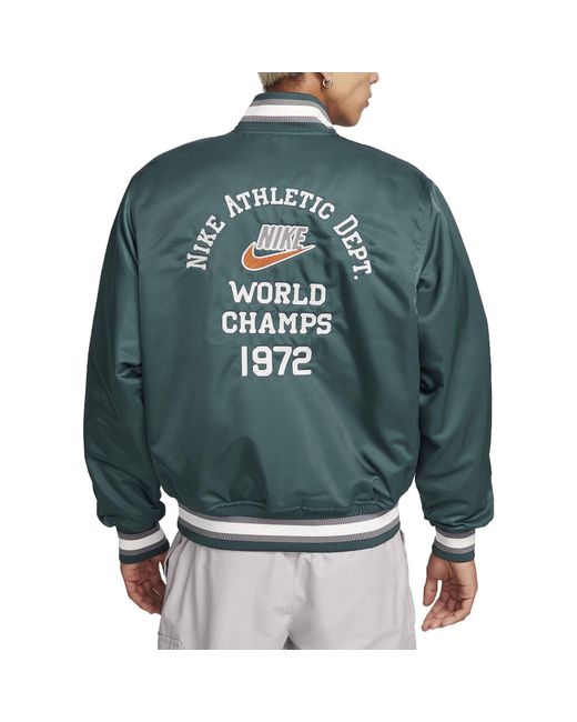 NIKE Dugout Satin Jacket ダグアウト スタジャン L Nike Dugout Loose Satin Jacket in Green for Men | Lyst UK