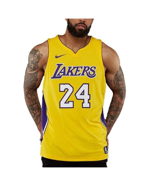 Nike Yellow Icon Edition Authentic Nba Jersey Sports Basketball Jersey/Vest Au Player Edition Lakers Kobe 24 for men