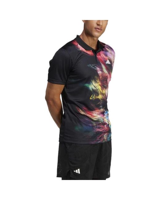 Adidas Black Melbourne Tennis Heat.Rdy Freelift Polo Shirt for men