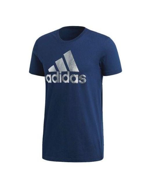 Adidas Blue Sports Short Sleeve T-Shirt for men