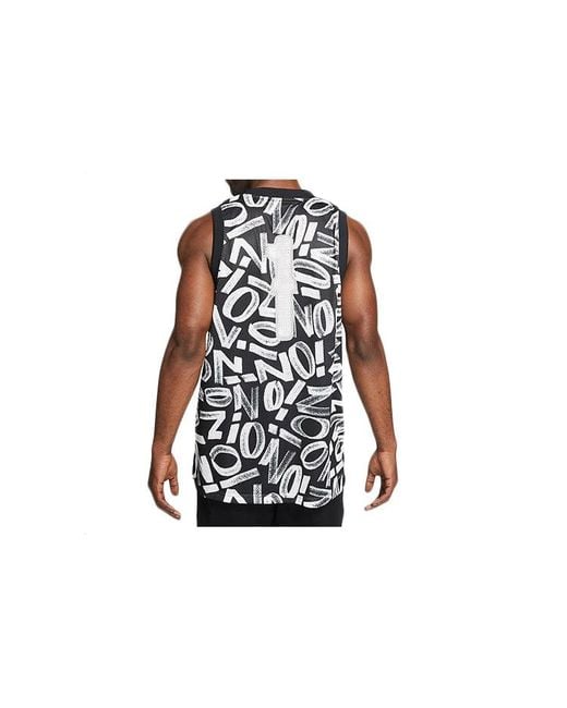 Nike Black Dri-Fit Zion Letter Printed Basketball Sports Net Ventilate Quick-Dry Vest for men