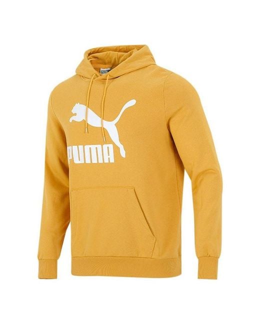 PUMA Yellow Classics Logo Printing Pullover Sports for men