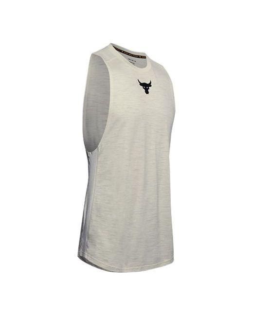 Under Armour Gray Project Rock Charged Cotton Tank for men