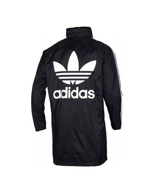 Adidas Blue Originals Back Logo Printed Hooded Casual Windbreaker for men