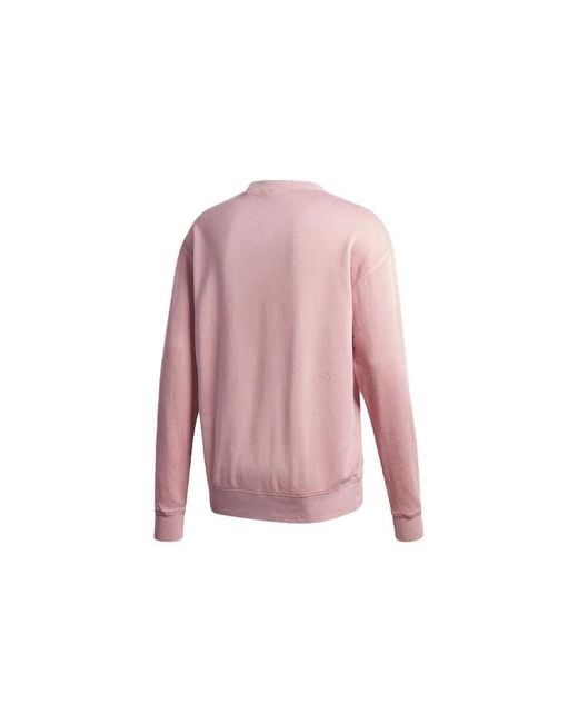 Adidas Pink Originals Logo Pattern Loose Round Neck Long Sleeves for men