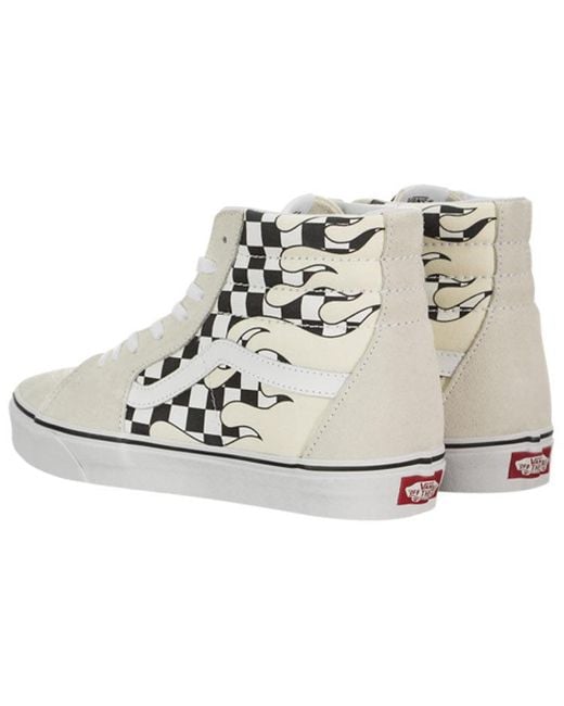 Vans White Sk8-Hi 'Checkerboard Flame' for men