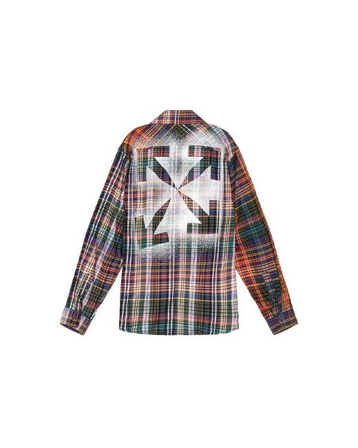 Off-White c/o Virgil Abloh Blue Stencil Flannel Check Shirt for men