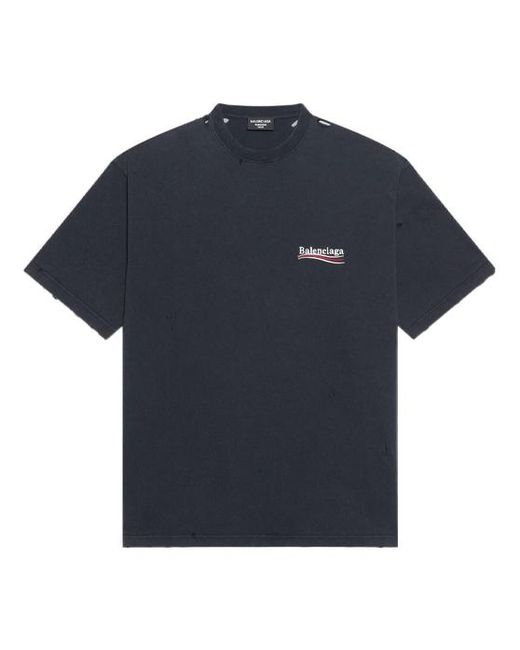 Balenciaga Blue Political Campaign T-Shirt Large Fit 'Washed' for men