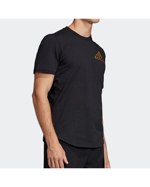 Adidas Black Training Sports Solid Color Short Sleeve for men