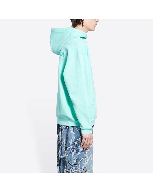 Balenciaga Blue Logo Hoodie Medium Fit 'Terquesa' for men