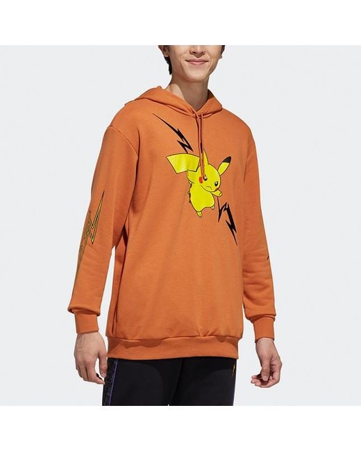 Adidas Orange Neo M Pkmn Pikachu Pattern Printing Hooded Drawstring Khaki for men