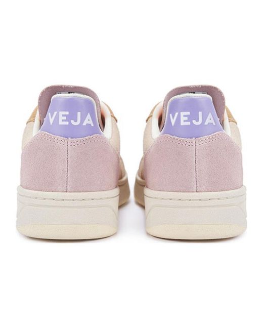 Veja Pink V-10 Lace-Up Suede Sneakers