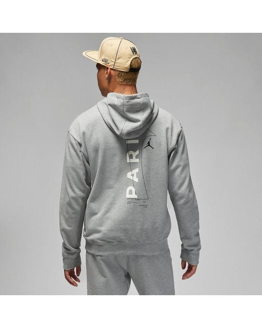 Nike Gray X Paris Saint-Germain Front Logo Fleece Pullover Hoodie Asia Sizing 'Dark Heather' for men