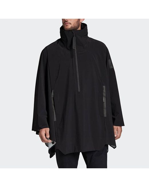 Adidas Black Myshelter Cape Outdoor Sports Zipper Cardigan Hooded Jacket for men