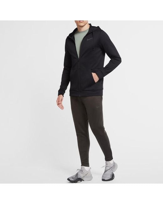 Nike Black Therma Full-Length Zipper Cardigan Training Hooded Jacket for men