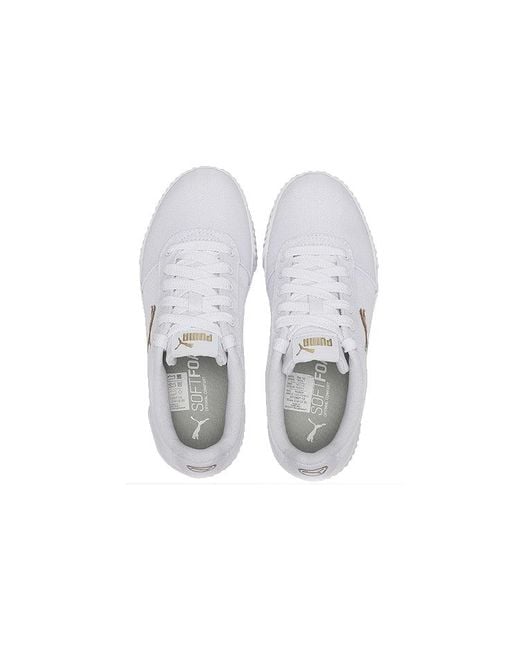 PUMA White (Wmns) Carina Summer Cat Leisure Board Shoes/Golden