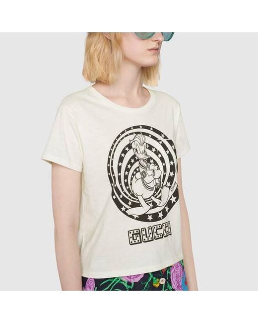 Gucci White (Wmns) X Disney Donald Duck Printed Short-Sleeved For