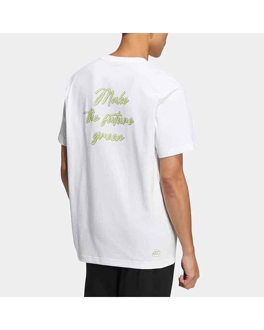 Adidas White Neo M Sw Slogan Tee Solid Color Alphabet Printing Athleisure Casual Sports Short Sleeve Couple Style for men