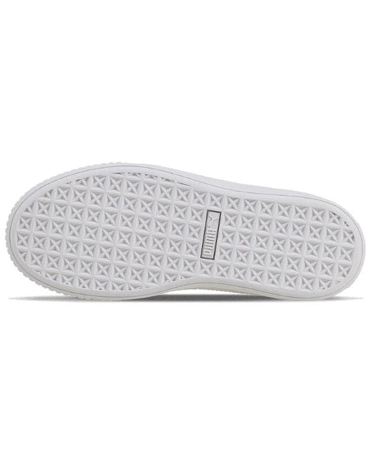 PUMA White (Wmns) Basket Platform Bling