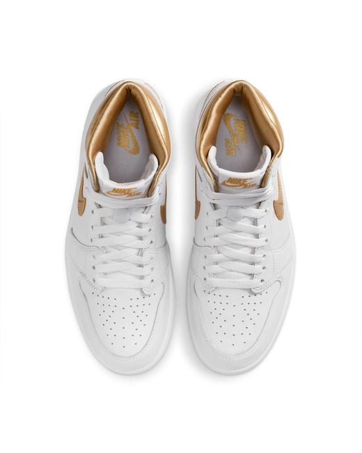 Nike Metallic Air Jordan 1 Retro High Og White Gold Shoes