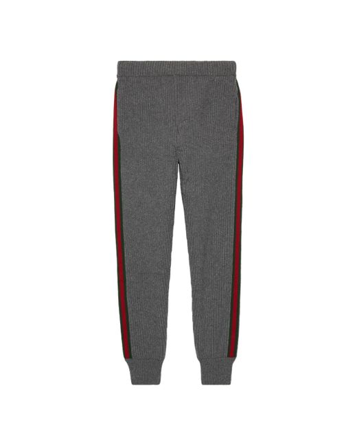 Gucci Gray Wool Cashmere Pants With Web for men