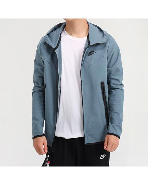 Nike Blue Sportswear Full-Length Zipper Cardigan Hooded Track Jacket for men