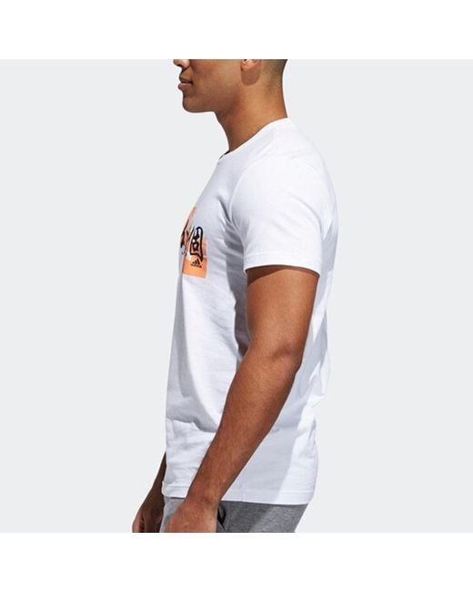Adidas White Printing Round Neck Training Short Sleeve for men