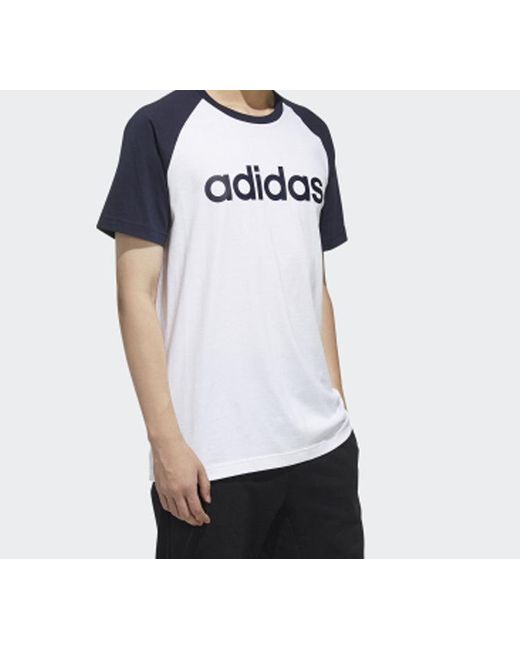 Adidas Blue Neo Logo Printing Sports Short Sleeve for men