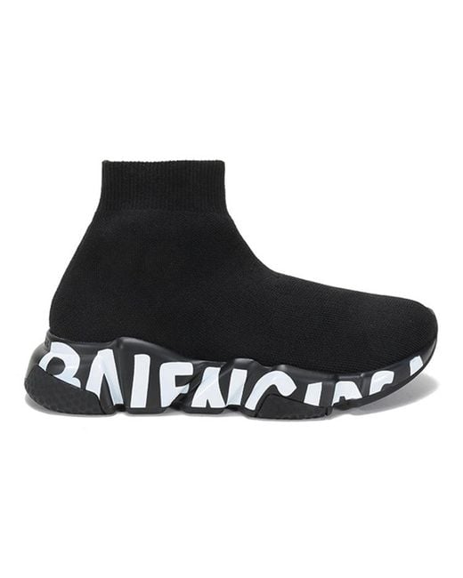 Balenciaga Black (Wmns) Speed Graffiti Sneakers Knit Graffiti Sole Unit'