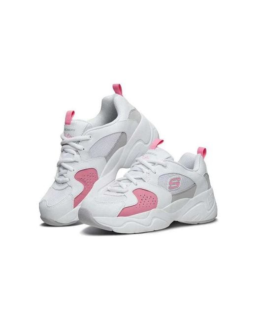 Skechers White (Wmns) D'Lites Airy 2.0 Low-Top Running Shoes