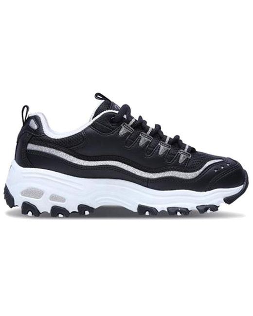 Skechers D Lites-now & Then Running Shoes Black/white/silver in Blue | Lyst