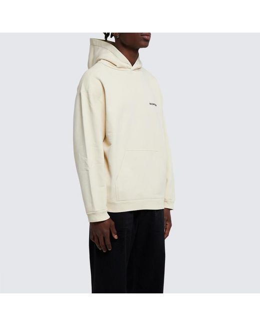 Balenciaga White Back Logo Hoodie Regular Fit 'Off' for men