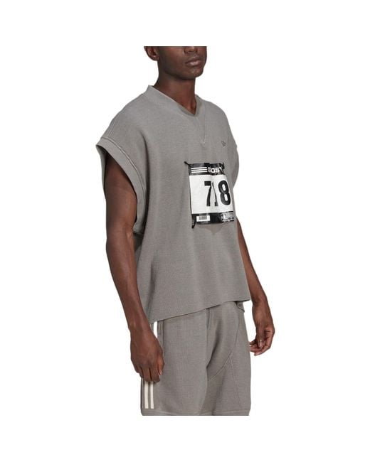 Adidas Gray Originals Version Detachable Solid Color Athleisure Casual Sports V Neck Vest for men