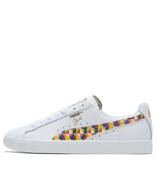 PUMA White Clyde Graffiti Retro Casual Skateboarding Shoes for men