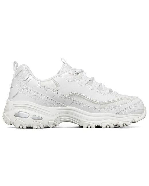 Skechers White (Wmns) D Lites Low-Top Running Shoes