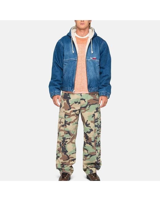 Stussy Blue Denim Sherpa Work Jacket for men