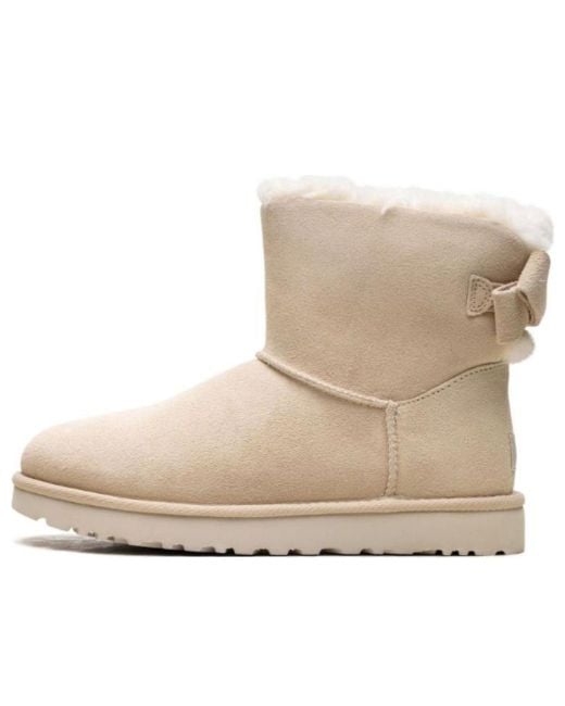 Ugg Natural Mini Bailey Suede Bow "Cream" Boots