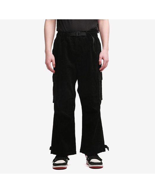 Adidas Black Ub Pnt Cdr Sports Cargo Pocket Corduroy Long Pants for men