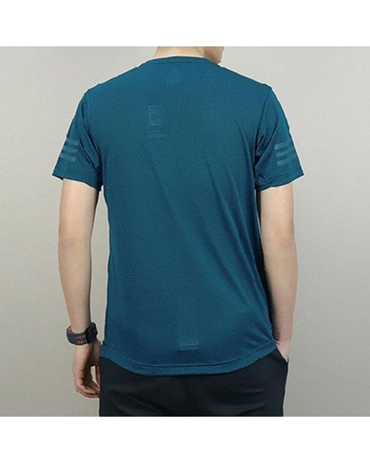 Adidas Blue Solid Color Breathable Quick Dry Round Neck Short Sleeve T-Shirt for men